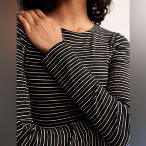 Boden metallic lined striped top size 0 casual H&M co cos Anthropologie shimmer